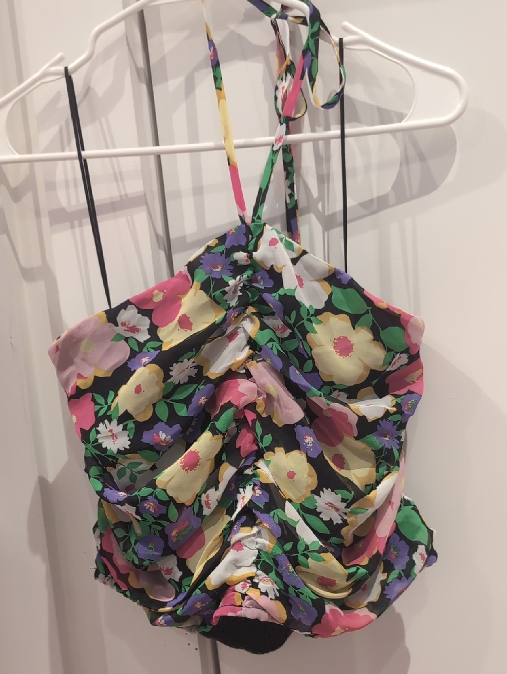 Floral Tie-Strap Halter Top in Multi-Color (Matching Skirt In Store)